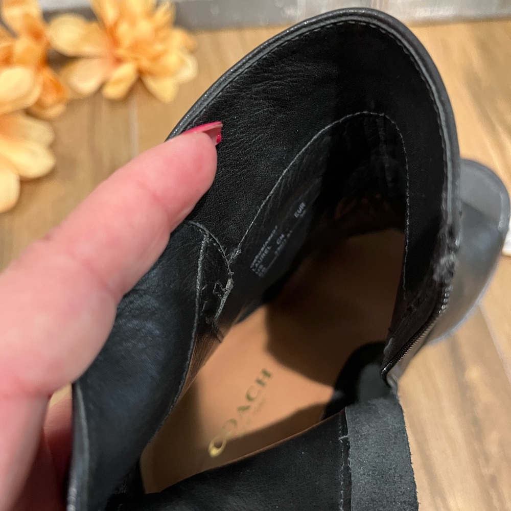COACH Laurel Black Leather Peep Toe Bootie Size 6B - Picture 7 of 12